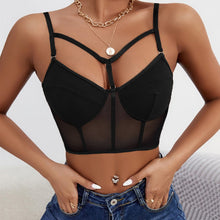 Load image into Gallery viewer, Women Sexy Mesh Camis Tops Bras Black Backless Sex Bralette Crop Top Camisole Party Clubwear Corset Lingerie Tank Bandage Solid