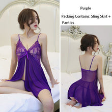 Load image into Gallery viewer, Women Sexy Nightwear Plus Size Sexy Lingerie Ladies Sexy Uniform Temptation Strap Nightdress Lace Pajamas Dress G-String Suit