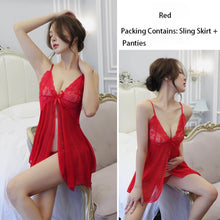 Load image into Gallery viewer, Women Sexy Nightwear Plus Size Sexy Lingerie Ladies Sexy Uniform Temptation Strap Nightdress Lace Pajamas Dress G-String Suit