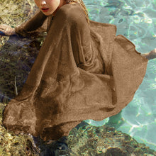 Load image into Gallery viewer, Women Sexy Shiny Mesh Beach Dress Sheer Long Cover Up Glitter Tunic Female Golden Swimsuit Bikini Sarong Swimwear Sling Dress