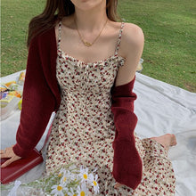 Load image into Gallery viewer, Women Sexy Sling Dress French Sweet Inner Floral Dress Slim A-line Dress Backless Fashion Bodycon Elegant Long Skirt Dress