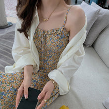 Load image into Gallery viewer, Women Sexy Sling Dress French Sweet Inner Floral Dress Slim A-line Dress Backless Fashion Bodycon Elegant Long Skirt Dress