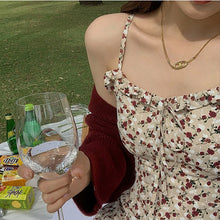 Load image into Gallery viewer, Women Sexy Sling Dress French Sweet Inner Floral Dress Slim A-line Dress Backless Fashion Bodycon Elegant Long Skirt Dress