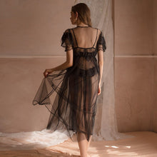 Load image into Gallery viewer, Women Sexy Temptation Cute Lace Pajamas Suspenders Nightdress Silk Lingerie and Robe Lace Elegant Net Yarn Pajama Set Homewear