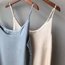 Load image into Gallery viewer, Women Sexy V Neck Satin Dress Casual Spaghetti Strap Home Solid Midi Dresses Spring Autumn Fashion Loose Elegant Party dresses