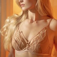 Load image into Gallery viewer, Women Sexy Wave Embroidery Underwear 3 Pieces Set Erotic Bra and Brief Set with Garters Sensual Lingerie Lace Female Suit