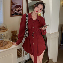 Load image into Gallery viewer, Women Shirts 2021 New Korean Fashion Elegant Retro Solid Color Lapel Single-breasted Loose Tie Waist Long-sleeved Shirt Top