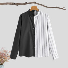 Load image into Gallery viewer, Women Shirts 2021 VONDA Sexy V Neck Long Sleeve Casual Striped Tops Casual Pleated Button Up Shirts Blouse Blusas Femininas