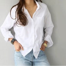 Load image into Gallery viewer, Women Shirts and Blouses 2022 Feminine Blouse Top Long Sleeve Casual White Turn-down Collar OL Style Women Loose Blouses