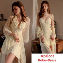 Load image into Gallery viewer, Women Silk Backless Pamajas Sets Night Dress Lace Camisolas Long Robe Sleepwear Bathrobe Sexy Lingerie Summer Nightwear 2022