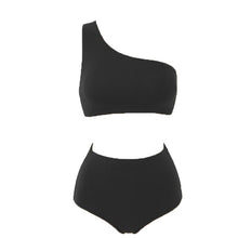 Load image into Gallery viewer, Women Single Shouler Bikini Set Bandeau Swimwear Biquinis Women Two Pieces Swimsuit Sexy Bathing Suit Padded Beach wear
