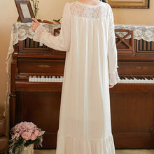 Load image into Gallery viewer, Women Sleepwear Long Nightdress Cotton Sexy Lace Nighties Vintage Nightgowns Elegant Nightwear Palace Style Home Clothing