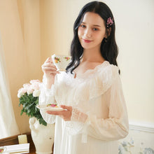 Load image into Gallery viewer, Women Sleepwear Long Nightdress Cotton Sexy Lace Nighties Vintage Nightgowns Elegant Nightwear Palace Style Home Clothing