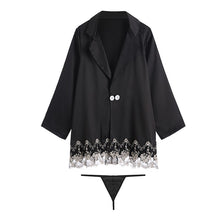 Load image into Gallery viewer, Women Sleepwear Sexy Underwear Satin Cardigan Lace V-neck Petticoat Loose Comfortable Home Clothes Wedding Robes Nightdress Set