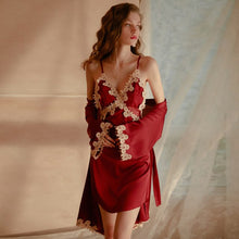 Load image into Gallery viewer, Women Sleepwear Silk Nighty Nightdress Sexy Summer Lingerie Nightgown Lady Off Shoulder Nightwear Female Night Home Cloth Dress