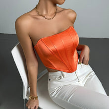 Load image into Gallery viewer, Women Sleeveless Summer Sexy White Corset Crop Top Fashion Backless Diamond Crop Fishbone Wrapped Elegant Tank Top 2023