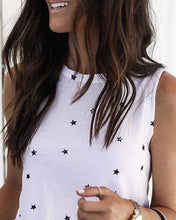 Load image into Gallery viewer, Women Sleeveless T-Shirts 2020 Summer Digital Star Printing O Neck Slim T-shirt Ladies White Top Streetwear Office Camisas Mujer