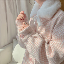 Load image into Gallery viewer, Women Small Fragrance Suit Plus Cotton Thick Winter Rabbit Fur Collar Woolen Female Short Coat Short Skirt Two-Piece Suit/Sets