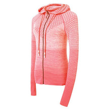 Load image into Gallery viewer, Women Sports Jackets Hooded Raglan Long Sleeve Thumb Holes Lightweight Slim Running Workout Fittness Sweatshirt Gym Activewear