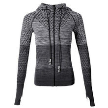 Load image into Gallery viewer, Women Sports Jackets Hooded Raglan Long Sleeve Thumb Holes Lightweight Slim Running Workout Fittness Sweatshirt Gym Activewear