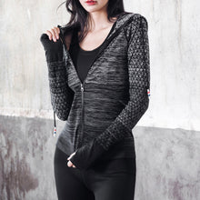 Load image into Gallery viewer, Women Sports Jackets Hooded Raglan Long Sleeve Thumb Holes Lightweight Slim Running Workout Fittness Sweatshirt Gym Activewear