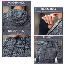 Load image into Gallery viewer, Women Sports Jackets Hooded Raglan Long Sleeve Thumb Holes Lightweight Slim Running Workout Fittness Sweatshirt Gym Activewear