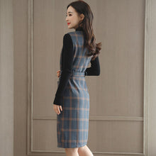 Load image into Gallery viewer, Women Spring And Autumn Workwear Plaid Woolen Vest Dress Base Sweater Two-Piece Sets