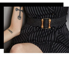 Load image into Gallery viewer, Women Stripe V-Neck Double Breasted Sleeveless High Waist Bodycon Mini Dress With Belt Elegant Office OL Lady Dresses