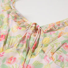 Load image into Gallery viewer, Women Summer  Dress 2021 Flower Printed V-Neck Ruffle Stitching Vintage Sleeveless Robe Sexy Slim Spaghetti Strap Midi Vestidos