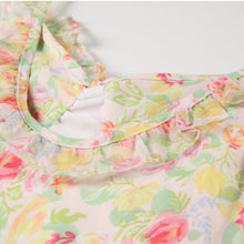 Load image into Gallery viewer, Women Summer  Dress 2021 Flower Printed V-Neck Ruffle Stitching Vintage Sleeveless Robe Sexy Slim Spaghetti Strap Midi Vestidos