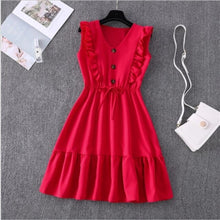 Load image into Gallery viewer, Women Summer Dress Casual Boho Beach Ruffles 2021 Mini Dress Party Sexy V-Neck High Waist Female Dresses