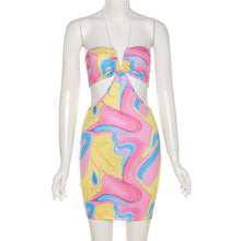 Load image into Gallery viewer, Women Summer Dress Halter Bandage Design Wrap Sexy Mini Dress Women Clothing Hollow Party Female Robe High Waist Woman Vestidos