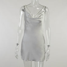 Load image into Gallery viewer, Women Summer Party Dresses Silk Strap Female Sleeveless Mini Dresses Backless Women Sexy Robe Criss Front Pearl Evening Vestido