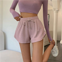 Load image into Gallery viewer, Women Summer Shorts High Elastic Lace Up Drawstring Wide Leg Sweat Short Fitness Running Shorts Loose Casual Large Sports Pants