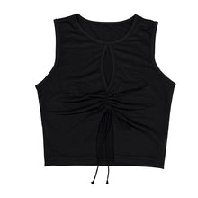 Load image into Gallery viewer, Women Summer Top Clothes T-shirt Front Slit With Open Neckline Corset Treetwear Top Skinny Tight Knit Women Pulover  Vest Bustie