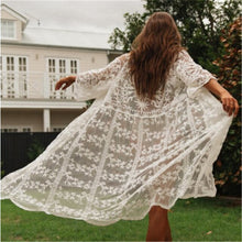 Load image into Gallery viewer, Women Swimsuit Crochet Beach Cover up dress Sleeve Kaftan Beach Tunic Long Pareos Bikinis Cover ups Summer Robe Plage Beachwear