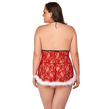 Load image into Gallery viewer, Women Temptation Christmas Lingerie  Sexy Halter Sleeveless Sheer Bodysuit Stockings Cosplay Nightwear