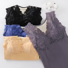 Load image into Gallery viewer, Women Thermal Underwear Comfortable Plush Bar Sexy Lace Vest Thermo Lingerie Female Bra With Breast Pad Seamless Shirt Warm Top