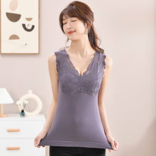 Load image into Gallery viewer, Women Thermal Underwear Comfortable Plush Bar Sexy Lace Vest Thermo Lingerie Female Bra With Breast Pad Seamless Shirt Warm Top