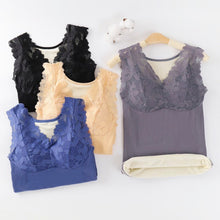Load image into Gallery viewer, Women Thermal Underwear Comfortable Plush Bar Sexy Lace Vest Thermo Lingerie Female Bra With Breast Pad Seamless Shirt Warm Top