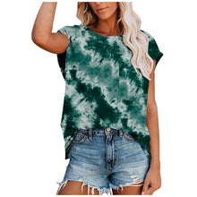 Load image into Gallery viewer, Women Tie Dye Scenery Printed Blouses Fashion Summer Shirts Casual Loose Short Sleeve Cowl Neck Tunic Tops blusas mujer блузки
