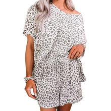 Load image into Gallery viewer, Women Tie Dye V Neck Short Sleeve Loose T-shirt Blouse Shorts Sleepwear Set Tie Dye Loose Style Comfortable to Wear Pajama