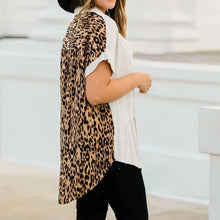 Load image into Gallery viewer, Women Tops Blouses 2021 Spring Summer Leopard Short Sleeve Blouse Shirt V Neck Button Cotton Blouse Loose Shirts Blusas Camisa