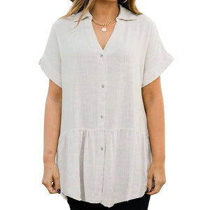 Women Tops Blouses 2021 Spring Summer Leopard Short Sleeve Blouse Shirt V Neck Button Cotton Blouse Loose Shirts Blusas Camisa