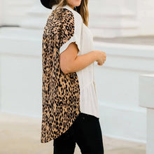 Load image into Gallery viewer, Women Tops Blouses 2021 Spring Summer Leopard Short Sleeve Blouse Shirt V Neck Button Cotton Blouse Loose Shirts Blusas Camisa