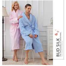 Load image into Gallery viewer, Women Towel Bathrobe 100%Cotton Long Thick Absorbent Terry Bath Robe Kimono Men LightWeight Waffle Solid Dressing Gown Sleepwear