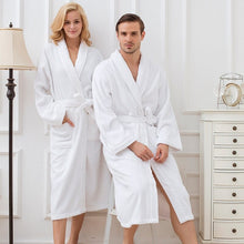 Load image into Gallery viewer, Women Towel Bathrobe 100%Cotton Long Thick Absorbent Terry Bath Robe Kimono Men LightWeight Waffle Solid Dressing Gown Sleepwear