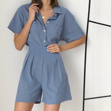 Load image into Gallery viewer, Women Two Pieces Sets Short Sleeve Blouses And Shorts High Waist Shorts Fashion Clothes And Summer Shorts Suit Women&#39;s Tracksuit