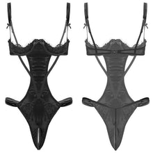 Load image into Gallery viewer, Women Underwear Babydoll Lace Porno Lingerie Bodysuits Hollow Out Erotic Lingerie Jumpsuit Porn Blackless Open Crotch Teddies