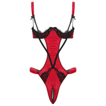 Load image into Gallery viewer, Women Underwear Babydoll Lace Porno Lingerie Bodysuits Hollow Out Erotic Lingerie Jumpsuit Porn Blackless Open Crotch Teddies